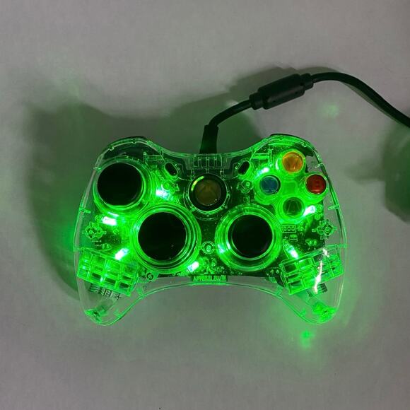 Xbox 360 Transparent Wired Controller Pad afterglow Clear Green LED - Picture 9 of 9